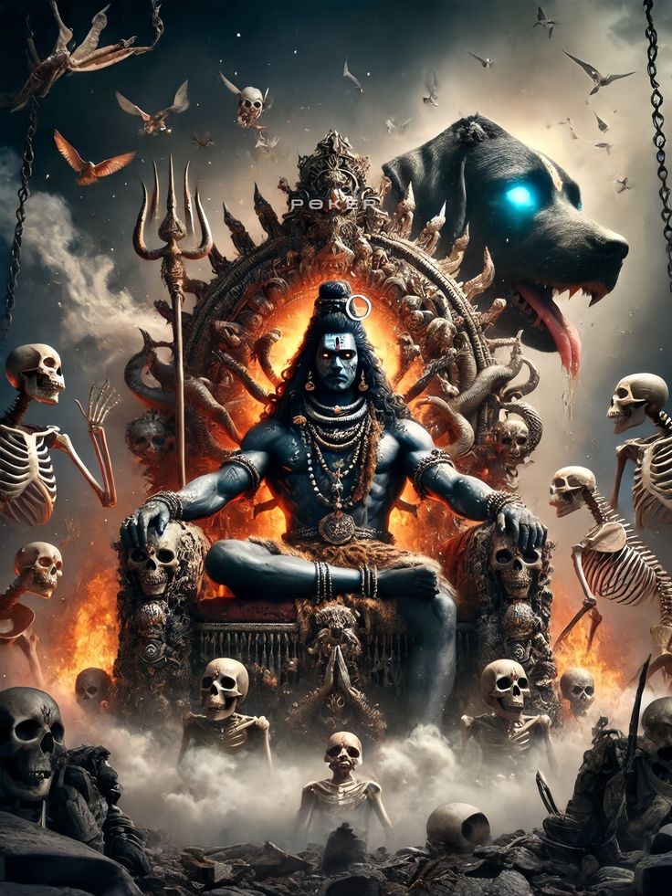 _🙏 Kal ☠️ Bhairav ☠️, the fierce avatar of Mahadev, destroyer of evil and protector of dharma 🔥💪_ Salutations to his power and wisdom! 🕉️💫__Follow us 👉 @tingle__stay_dharmik _•_•_#KalBh